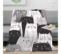 NGGADIWEG 3D Printed cat faces Blanket Microfiber Ultra Warm Soft Bedding Thermal cartoon animal Bed Blanket Breathable All Season Machine Washable for Adults Kids Families 40x50inch(100x130cm)