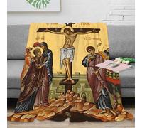 NGGADIWEG 3D Printed Christian crucifixion All Season Blanket Microfiber Soft Warm Bedding Byzantine icon Bed Blanket Breathable Lightweight for Couples Families Households 40x50inch(100x130cm)