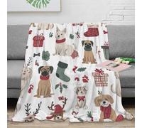NGGADIWEG 3D Printed Christmas dog art Sofa Throw Microfiber Warm Cosy Bedding Soft Illustrated christmas Couch Blanket for Parents Grandparents Family Members 80×90inch(200x230cm)