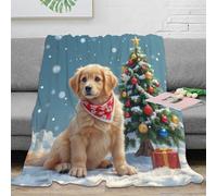 NGGADIWEG 3D Printed Christmas puppy Soft Throw Microfiber Soft Cosy Bedding Warm Festive holiday scene Thermal Blanket Machine Washable No Shedding for Men Women Couples 80×90inch(200x230cm)