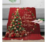 NGGADIWEG 3D Printed Christmas tree Cozy Throw Blanket Microfiber Warm Soft Bedding Cosy festive holiday design 1 Bed Blanket Anti Static No Shedding for Men Women Couples 80×90inch(200x230cm)