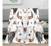 NGGADIWEG 3D Printed Cow skull art Throw Blanket Microfiber Warm Thermal Bedding Soft Boho tribal design Warm Blanket for New Homeowners Housewarming Guests 40x50inch(100x130cm)