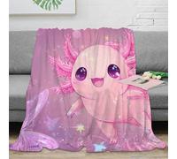 NGGADIWEG 3D Printed cute axolotl Throw Blanket Microfiber Warm Soft Bedding Breathable fantasy cartoon Lounge Throw Lightweight All Season for Students Gamers Movie Nights 60x80inch(150x200cm)