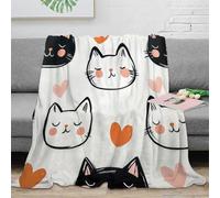 NGGADIWEG 3D Printed Cute cat faces Warm Blanket Microfiber Warm Thermal Bedding Soft Cartoon animal design Nap Blanket Lightweight for Office Workers Students Young Adults Teens 50x60inch(127x152cm)
