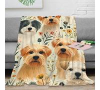 NGGADIWEG 3D Printed Cute dog faces Bedding Throw Microfiber Ultra Soft Warm Bedding Illustrated pet art Throw Blanket Wrinkle Resistant Fade Resistant for Homeowners Renters 60x80inch(150x200cm)