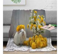 NGGADIWEG 3D Printed Cute guinea pig Travel Blanket Microfiber Warm Soft Bedding Breathable Floral arrangement Home Blanket Lightweight All Season for Kids Adults Families 40x50inch(100x130cm)