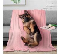 NGGADIWEG 3D Printed cute puppy Cosy Throw Microfiber Soft Warm Bedding Breathable sleeping German Shepherd Warm Blanket Lightweight All Season for Adults Teens Homeowners 40x50inch(100x130cm)