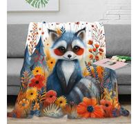 NGGADIWEG 3D Printed Cute raccoon Lounge Throw Microfiber Soft Warm Bedding Breathable Cartoon forest scene Living Room Throw Premium Gift for Christmas Thanksgiving 50x60inch(127x152cm)
