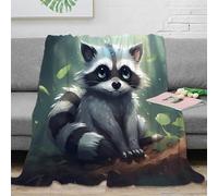 NGGADIWEG 3D Printed Cute raccoon Soft Throw Microfiber Soft Cosy Bedding Warm Cartoon forest animal Thermal Blanket for Housewarming New Homeowners 50x60inch(127x152cm)