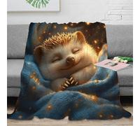 NGGADIWEG 3D Printed Cute sleeping hedgehog Cozy Throw Blanket Microfiber Warm Soft Bedding Cosy Fantasy art Throw Blanket Thoughtful Gift for Parents Grandparents Family Members 40x50inch(100x130cm)
