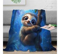 NGGADIWEG 3D Printed Cute sloth hugging tree Cozy Throw Blanket Microfiber Warm Soft Bedding Cosy Fantasy art Bed Blanket Luxurious Gift for Wedding Anniversary Newlyweds Couples 40x50inch(100x130cm)