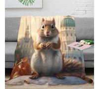NGGADIWEG 3D Printed Cute squirrel Nap Blanket Microfiber Ultra Soft Warm Bedding Cartoon whimsical Bedding Throw Heartfelt Gift for Parents Grandparents Family Members 40x50inch(100x130cm)