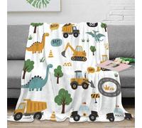 NGGADIWEG 3D Printed Dinosaurs+construction toys Nap Blanket Microfiber Ultra Soft Warm Bedding Cartoon kids Bedding Throw Heartfelt Gift for Parents Grandparents Family Members 50x60inch(127x152cm)