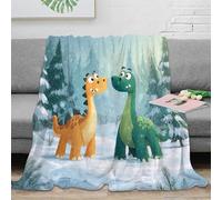 NGGADIWEG 3D Printed Dinosaurs in snow Nap Blanket Microfiber Soft Warm Bedding Lightweight Cartoon winter scene Travel Blanket for Travellers Campers Adventure Lovers 80×90inch(200x230cm)