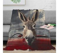 NGGADIWEG 3D Printed Donkey in car Travel Blanket Microfiber Lightweight Warm Bedding Soft Vintage art Nap Blanket Compact Portable Non Pilling for Campers Travellers Adults 60x80inch(150x200cm)