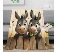 NGGADIWEG 3D Printed donkey twins Sofa Throw Microfiber Warm Cosy Bedding Soft cartoon animal Couch Blanket for Parents Grandparents Family Members 50x60inch(127x152cm)