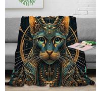 NGGADIWEG 3D Printed Egyptian cat Couch Blanket Microfiber Ultra Soft Warm Bedding fantasy steampunk art Cozy Throw Blanket Wrinkle Resistant Anti Static for Adults Kids Families 70×80inch(180x200cm)