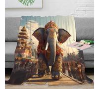 NGGADIWEG 3D Printed Elephant procession Soft Throw Microfiber Soft Cosy Bedding Warm Indian festival Thermal Blanket Machine Washable No Shedding for Men Women Couples 70×80inch(180x200cm)