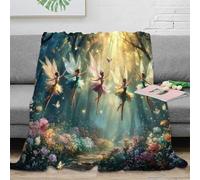 NGGADIWEG 3D Printed fairy dancers Blanket Microfiber Soft Warm Bedding Breathable magical forest scene Cosy Throw Lightweight All Season for Office Workers Teens Adults 50x60inch(127x152cm)