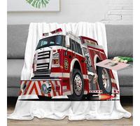 NGGADIWEG 3D Printed Fire truck cartoon Bedding Throw Microfiber Ultra Soft Warm Bedding Emergency vehicle Home Blanket Heartfelt Gift for Families Couples New Homeowners 40x50inch(100x130cm)