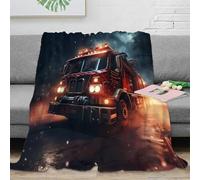 NGGADIWEG 3D Printed firetruck emergency Lounge Throw Microfiber Soft Warm Bedding Breathable urban night scene Living Room Throw for Colleagues Mentors Office Workers 80×90inch(200x230cm)