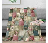 NGGADIWEG 3D Printed Floral patterns Blanket Microfiber Warm Soft Bedding Cosy Vintage romantic Lounge Throw Premium Gift for Anniversary Wedding Birthday Celebrations 40x50inch(100x130cm)