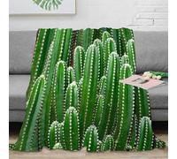 NGGADIWEG 3D Printed green cactus plant Thermal Blanket Microfiber Soft Cosy Bedding Warm botanical garden Blanket Premium Gift for Christmas Thanksgiving 40x50inch(100x130cm)