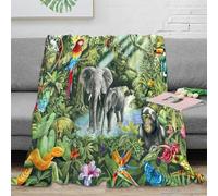 NGGADIWEG 3D Printed Jungle animals Cosy Throw Microfiber Soft Warm Bedding Breathable Colorful wildlife Nap Blanket Lightweight All Season for Office Workers Teens Adults 60x80inch(150x200cm)