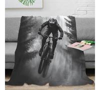 NGGADIWEG 3D Printed MountainBikeRider All Season Blanket Microfiber Soft Warm Bedding ActionSportsStyle Bed Blanket Breathable Lightweight for Couples Families Households 70×80inch(180x200cm)