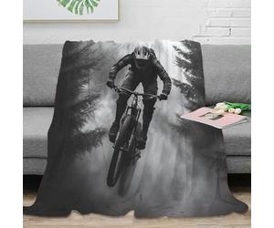 NGGADIWEG 3D Printed MountainBikeRider All Season Blanket Microfiber Soft Warm Bedding ActionSportsStyle Bed Blanket Breathable Lightweight for Couples Families Households 70×80inch(180x200cm)