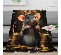 NGGADIWEG 3D Printed mouse king Throw Blanket Microfiber Warm Thermal Bedding Soft Fantasy cartoon Warm Blanket Compact Portable Non Pilling for Campers Travellers Families 70×80inch(180x200cm)