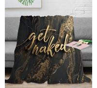 NGGADIWEG 3D Printed naked text Couch Blanket Microfiber Warm Soft Bedding gold calligraphy Cozy Throw Blanket Wrinkle Resistant Non Pilling for Dorm Dwellers University Students 60x80inch(150x200cm)