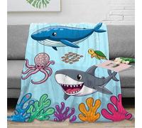 NGGADIWEG 3D Printed Ocean animals Sofa Throw Microfiber Ultra Soft Warm Bedding Cartoon sea creatures Bed Throw Breathable All Season for Homeowners Renters Adults 80×90inch(200x230cm)