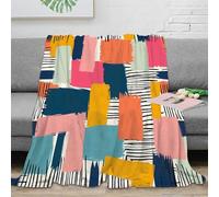NGGADIWEG 3D Printed paint strokes Sofa Throw Microfiber Ultra Soft Warm Bedding Modern geometric Bed Throw Luxurious Gift for Parents Grandparents Family Members 70×80inch(180x200cm)
