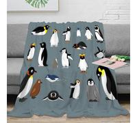 NGGADIWEG 3D Printed Penguin collection Fluffy Blanket Microfiber Ultra Soft Warm Bedding Cartoon animal Thermal Blanket Breathable All Season for Kids Adults Families Guests 60x80inch(150x200cm)