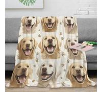 NGGADIWEG 3D Printed Retriever faces Couch Blanket Microfiber Soft Cosy Warm Bedding cartoon dog Nap Blanket Compact Portable for Office Workers Young Adults Teens 40x50inch(100x130cm)