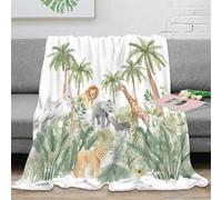 NGGADIWEG 3D Printed Safari animals Nap Blanket Microfiber Warm Soft Bedding Lightweight Watercolor jungle Thermal Blanket Breathable Thermal Insulating for Adults Teens Kids 50x60inch(127x152cm)