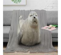 NGGADIWEG 3D Printed Seal resting Lounge Throw Microfiber Warm Cosy Bedding Soft Cute marine animal Living Room Throw Anti Static Fade Resistant for Kids Adults Families 80×90inch(200x230cm)