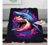 NGGADIWEG 3D Printed Shark attack Bedding Throw Microfiber Ultra Soft Warm Bedding vibrant pop art Throw Blanket Wrinkle Resistant Fade Resistant for Homeowners Renters 60x80inch(150x200cm)