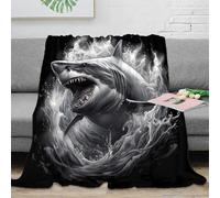 NGGADIWEG 3D Printed Shark attack Nap Blanket Microfiber Ultra Soft Warm Bedding digital illustration All Season Blanket for Christmas Thanksgiving Holiday Gifting 80×90inch(200x230cm)