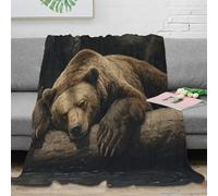 NGGADIWEG 3D Printed Sleeping bear Bed Blanket Microfiber Soft Cosy Bedding Warm Wildlife nature scene Soft Throw Machine Washable No Shedding for Men Women Couples 40x50inch(100x130cm)