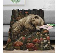 NGGADIWEG 3D Printed Sleeping bear Sofa Throw Microfiber Ultra Soft Warm Bedding Fantasy forest scene Bed Throw Luxurious Gift for Parents Grandparents Family Members 70×80inch(180x200cm)