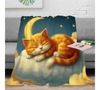 NGGADIWEG 3D Printed sleeping kitten Thermal Blanket Microfiber Soft Cosy Bedding Warm Cartoon fantasy Blanket Premium Gift for Christmas Thanksgiving 70×80inch(180x200cm)