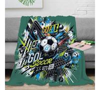 NGGADIWEG 3D Printed Soccer graphic design Bedding Blanket Microfiber Warm Soft Bedding Cosy Urban street art Couch Blanket Anti Static Fade Resistant for Adults Kids Families 50x60inch(127x152cm)