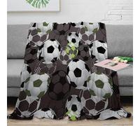 NGGADIWEG 3D Printed SoccerBallPattern Bedding Throw Microfiber Warm Soft Cosy Bedding SportyGraphicDesign Home Blanket Durable Fade Resistant No Shedding for Homeowners Renters 40x50inch(100x130cm)