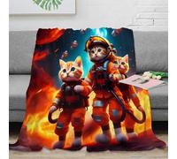 NGGADIWEG 3D Printed space cats adventure Home Blanket Microfiber Warm Soft Bedding Cosy cartoon sci-fi Sofa Throw Lightweight All Season for Adults Teens Guests Families 80×90inch(200x230cm)