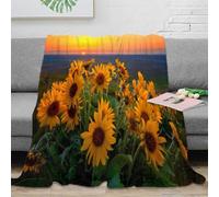 NGGADIWEG 3D Printed Sunset wildflowers All Season Blanket Microfiber Soft Warm Bedding Breathable Nature landscape Sofa Throw for Housewarming New Homeowners 50x60inch(127x152cm)