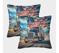NGGADIWEG Big Truck 3D Printed Pillow Covers Home Decorative Personalise Square Cushion Cover Set of 2 Cushion for Home Couch Sofa Decorative 50x50cm