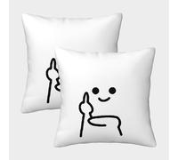 NGGADIWEG Cute Stick Figure Gestures 3D Printed Pillowcase Soft Polyester Breathable Machine Washable Easy Care Quick Dry Pillow Cover for Home Bedroom Decor 50x50cm