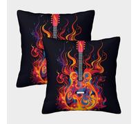 NGGADIWEG Guitar 3D Printed Pillow Cases Furniture Decorative Square Cushion Cover Pack of 2 for Couch Sofa Bedroom Patio 40x40cm